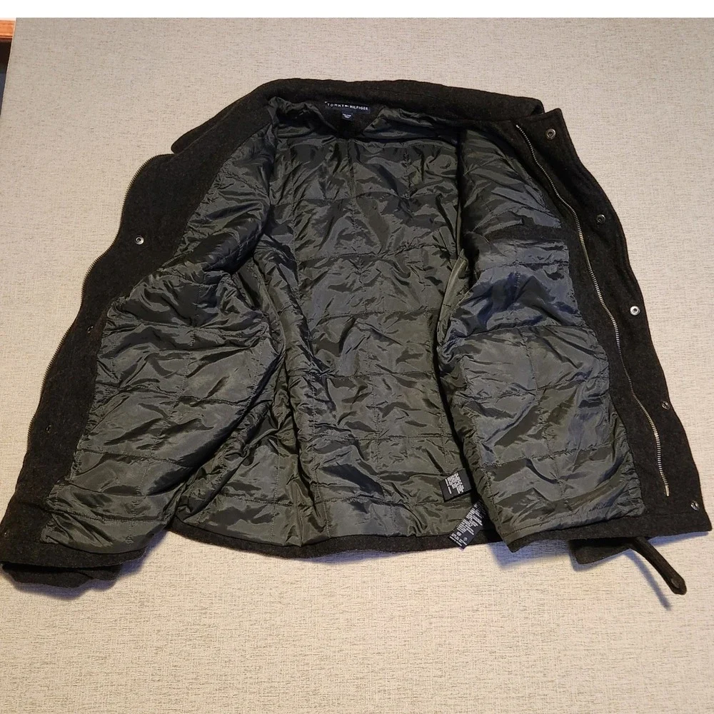 Tommy Hilfiger Field Jacket Mens XXL Charcoal Wool Blend Quilted KLG-LTK